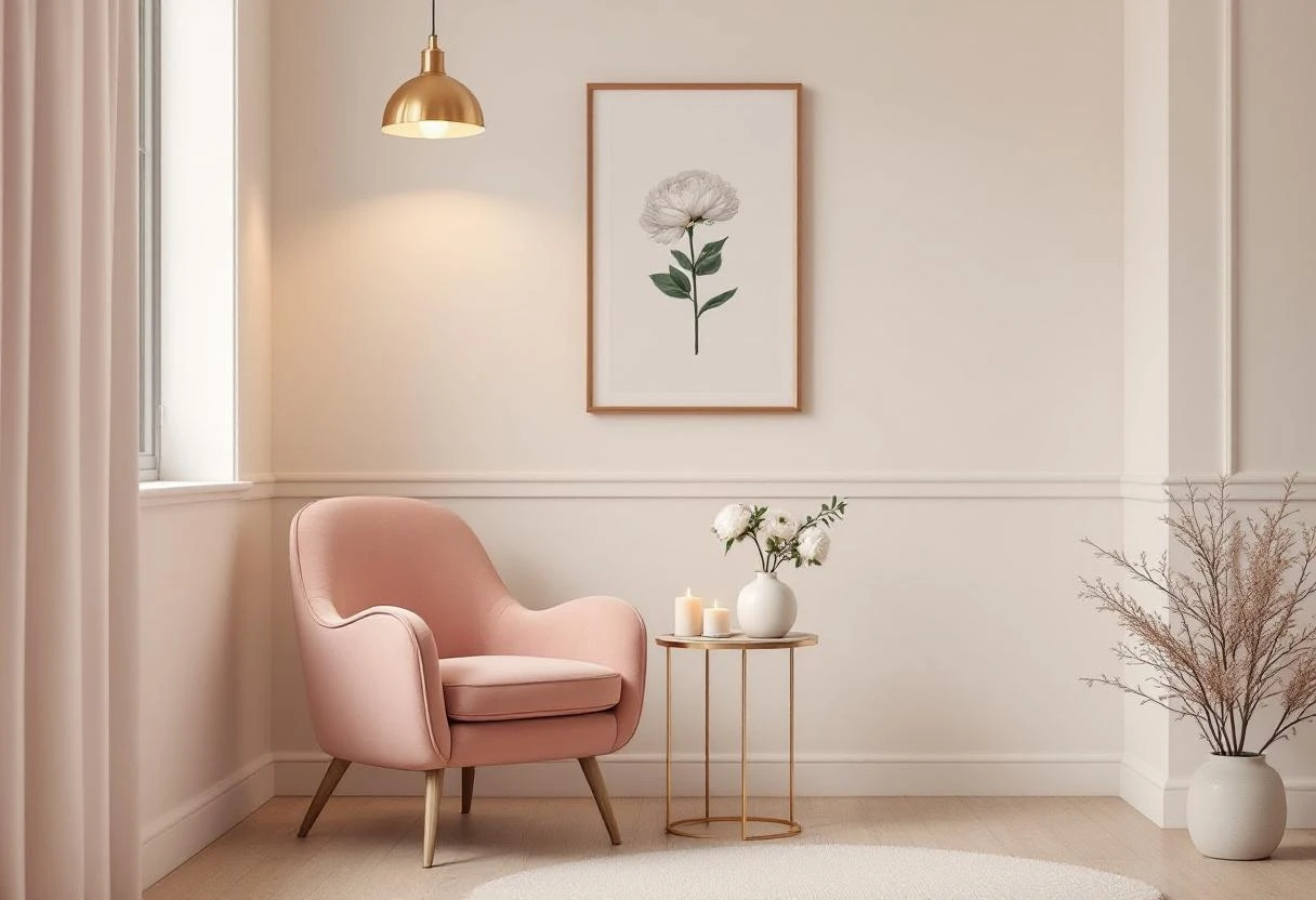 Salle de soins chaleureuse avec éclairage doux et décoration apaisante